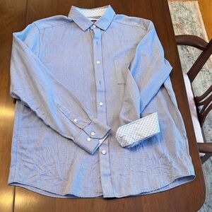 Blue white button up work Johnson Murphy.  Nice details